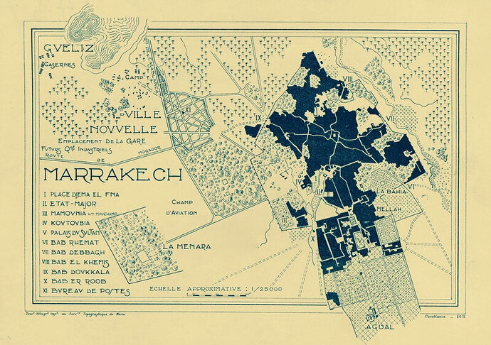 carte Marrakech medina 1918